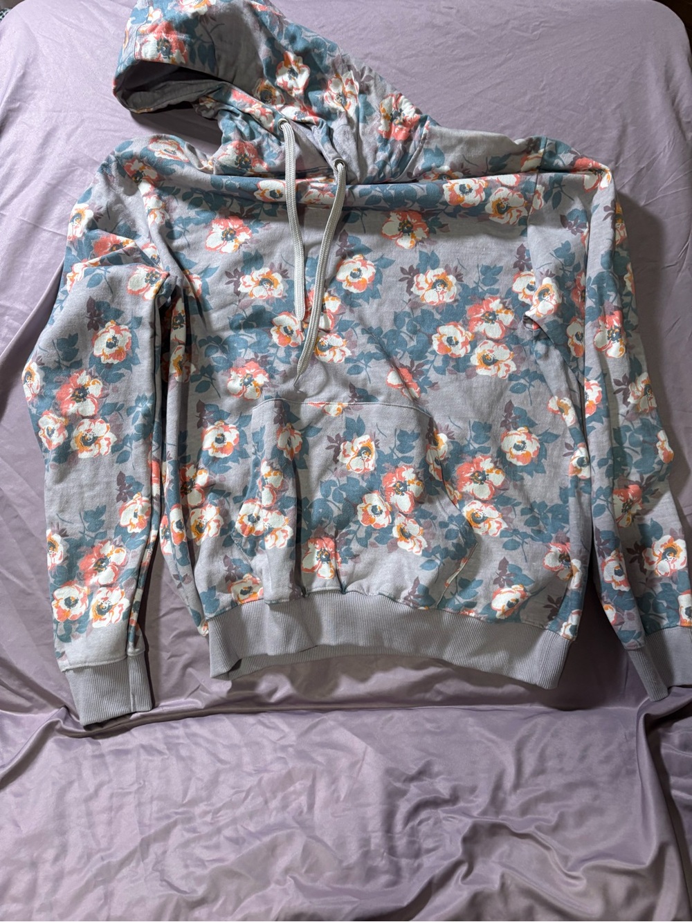 Floral Hooded Sweatshirt in Light Blue